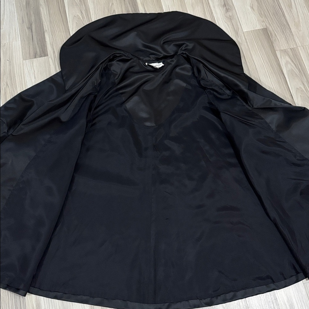 Morton Myles Vintage 1960 Black Satin Swing‎ Holiday Coat Pockets Women Size M - Picture 13 of 15